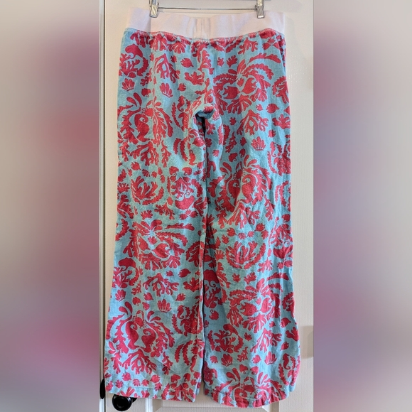 Lilly Pulitzer Linen Beach Resort Pants Shorely Blue Don't Be Shelfish Size XL - Picture 4 of 15